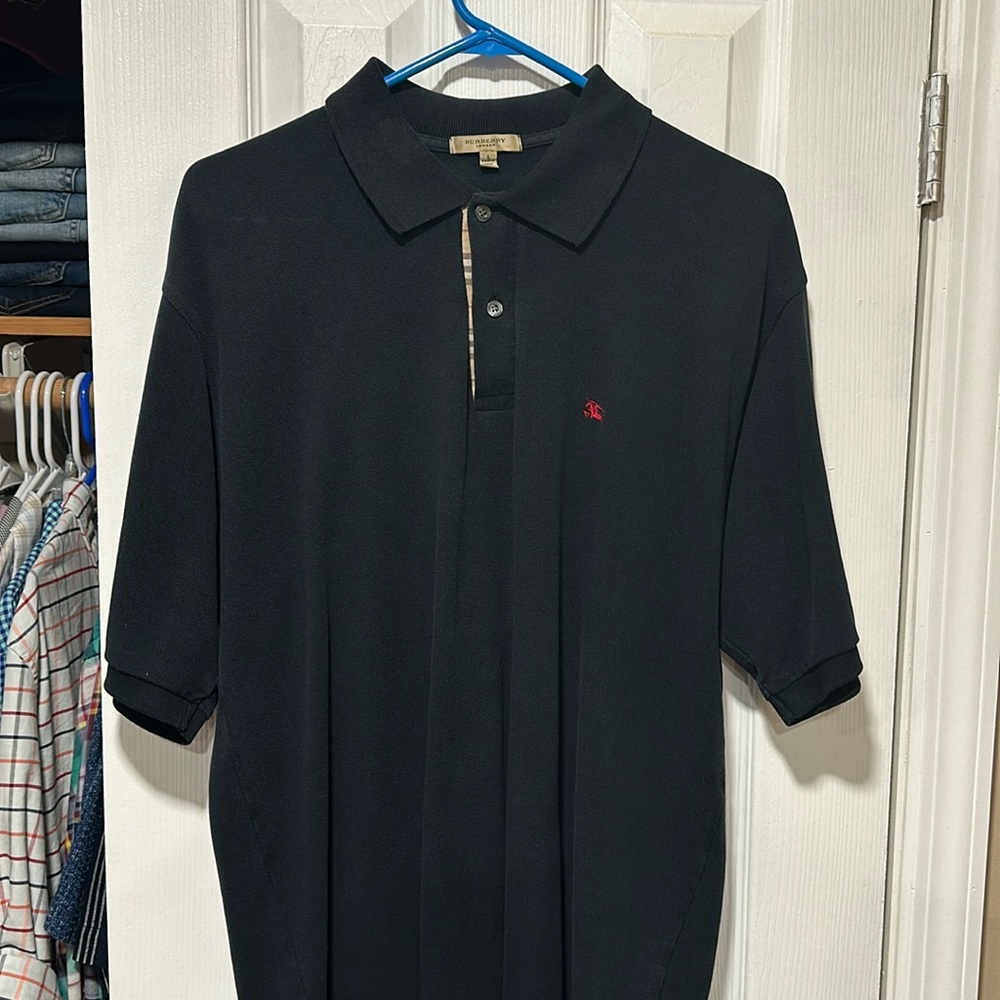 Large Burberry polo style shirt in navy blue
